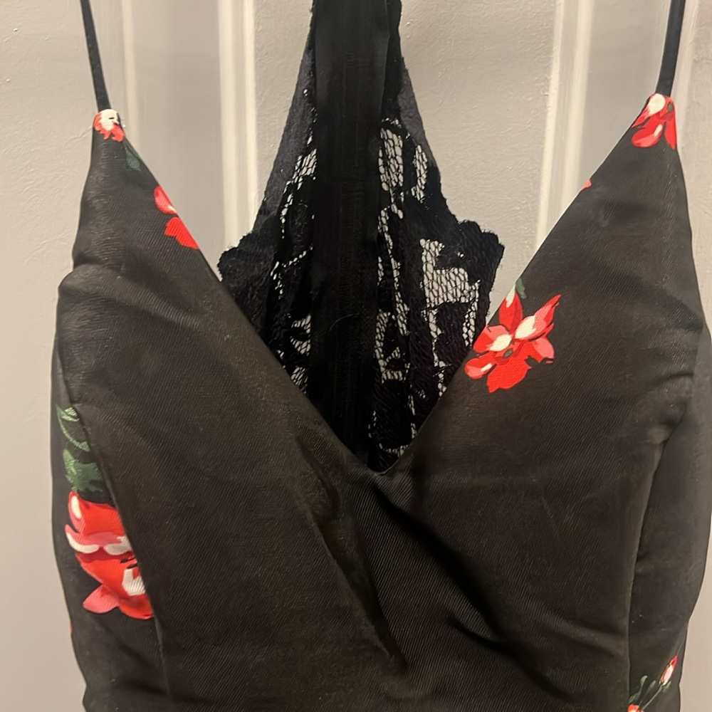 Floral Black Halter Dress - Picture 7 of 7
